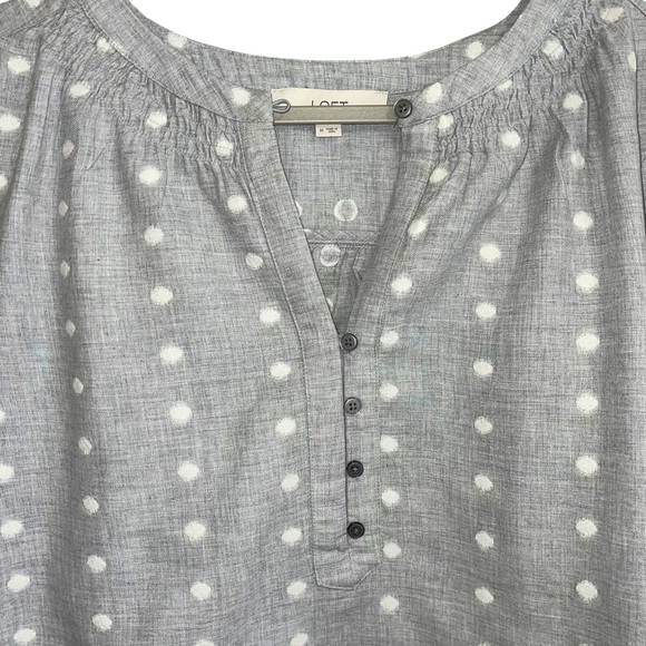 LOFT Gray Long Sleeve Relaxed Blouse - Picture 2 of 4